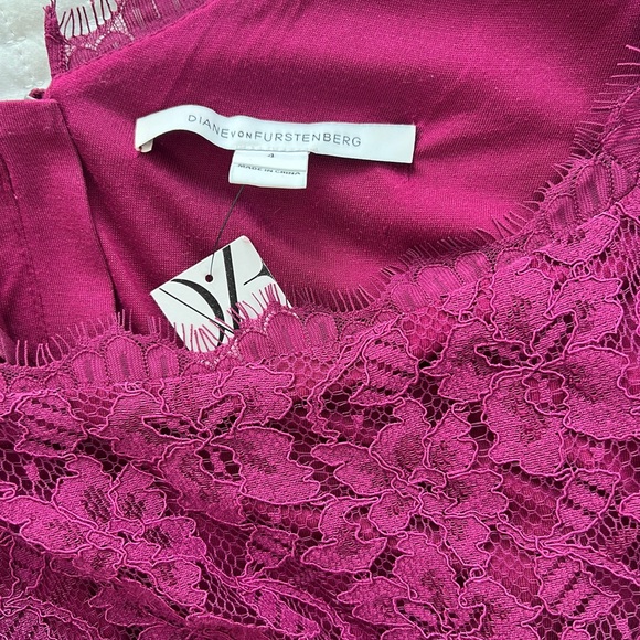 DVF - Diane Von Furstenburg Lace Dress in Plum, Size 4 - Picture 5 of 8